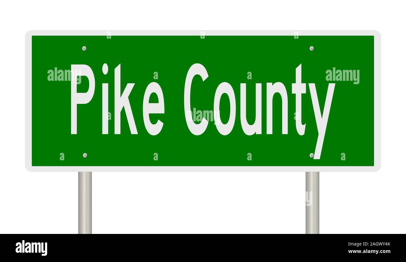 Il rendering di un verde 3d autostrada segno per Pike County Foto Stock