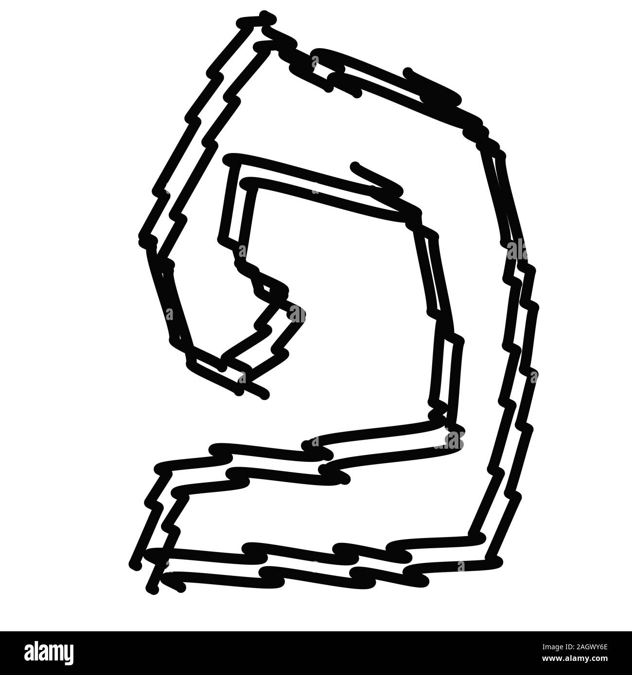 Lettere nere alfabeto ebraico. Font ebraico baby scarabocchio. Illustrazione Vettoriale su sfondo isolato. Illustrazione Vettoriale