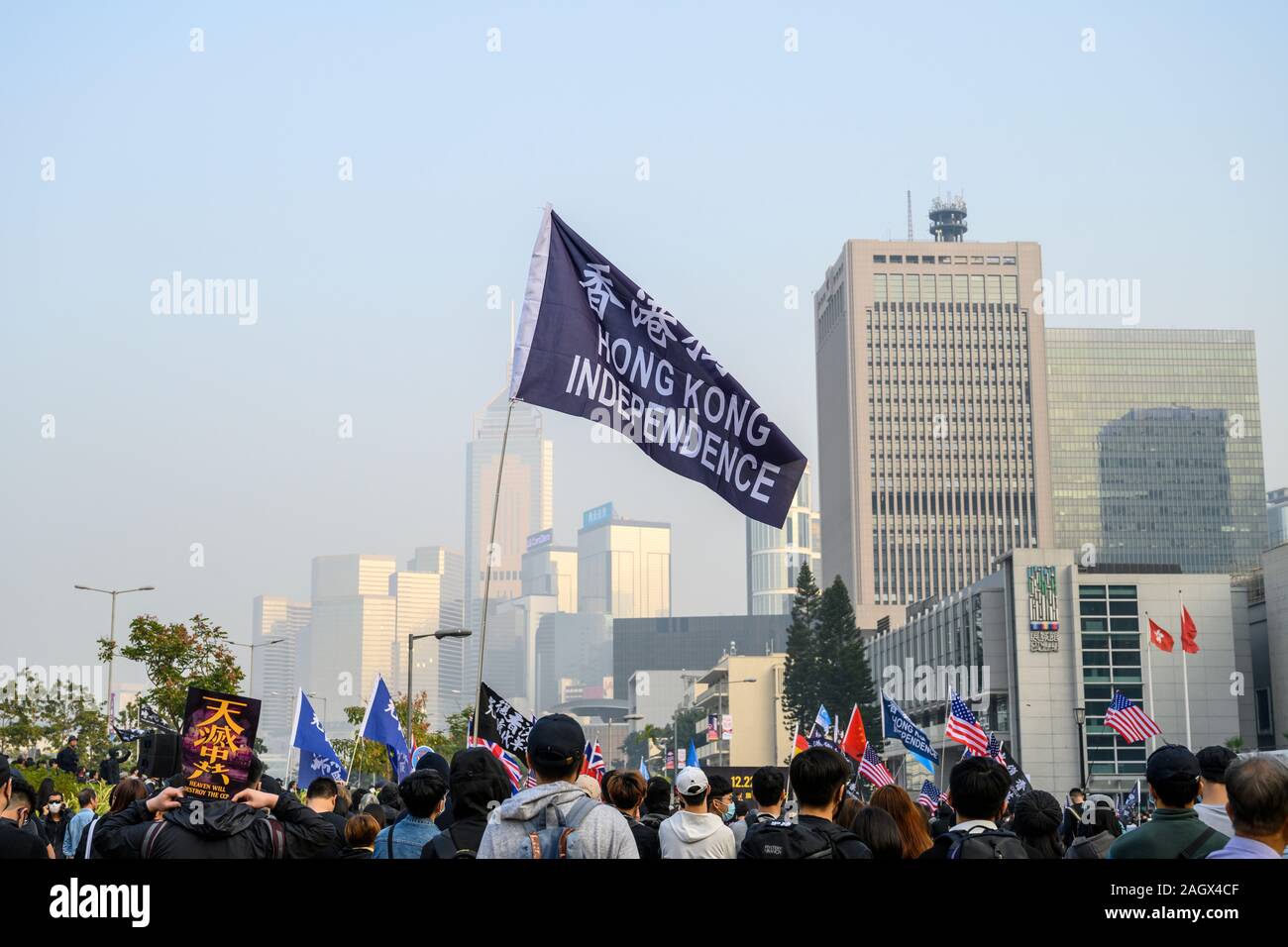 Dicembre 22 2019 Central Hong Kong dimostranti uiguri di supporto in Cina. Foto Stock