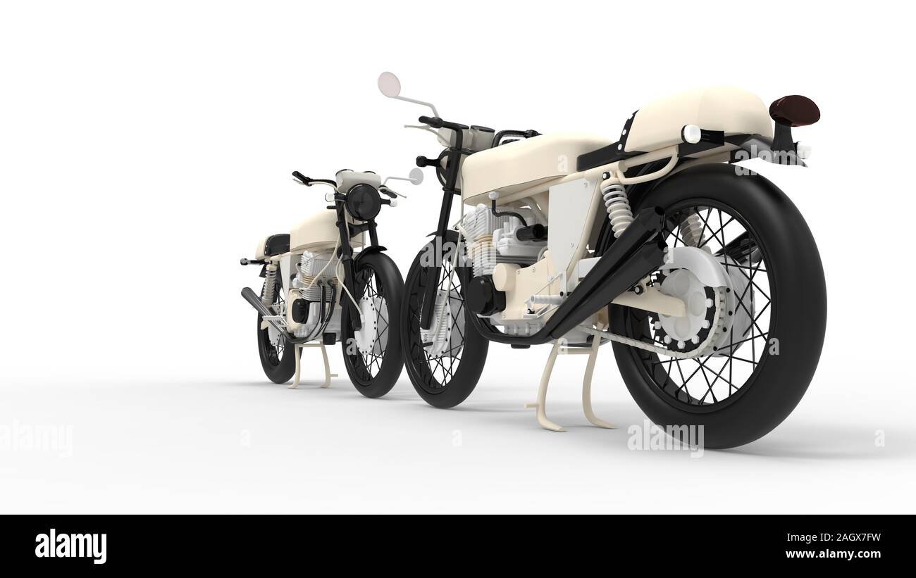 3D rendering di un annata brandless motociclo isolato in sfondo per studio Foto Stock