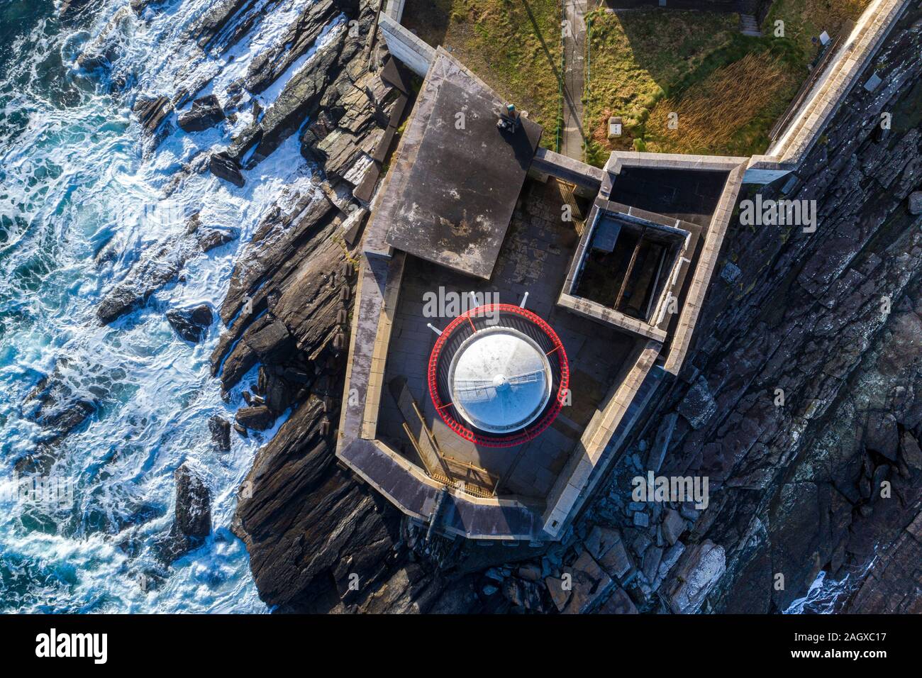 Valentia Island Lighthouse, Cromwell punto, Valentia Island, nella contea di Kerry, Irlanda Foto Stock