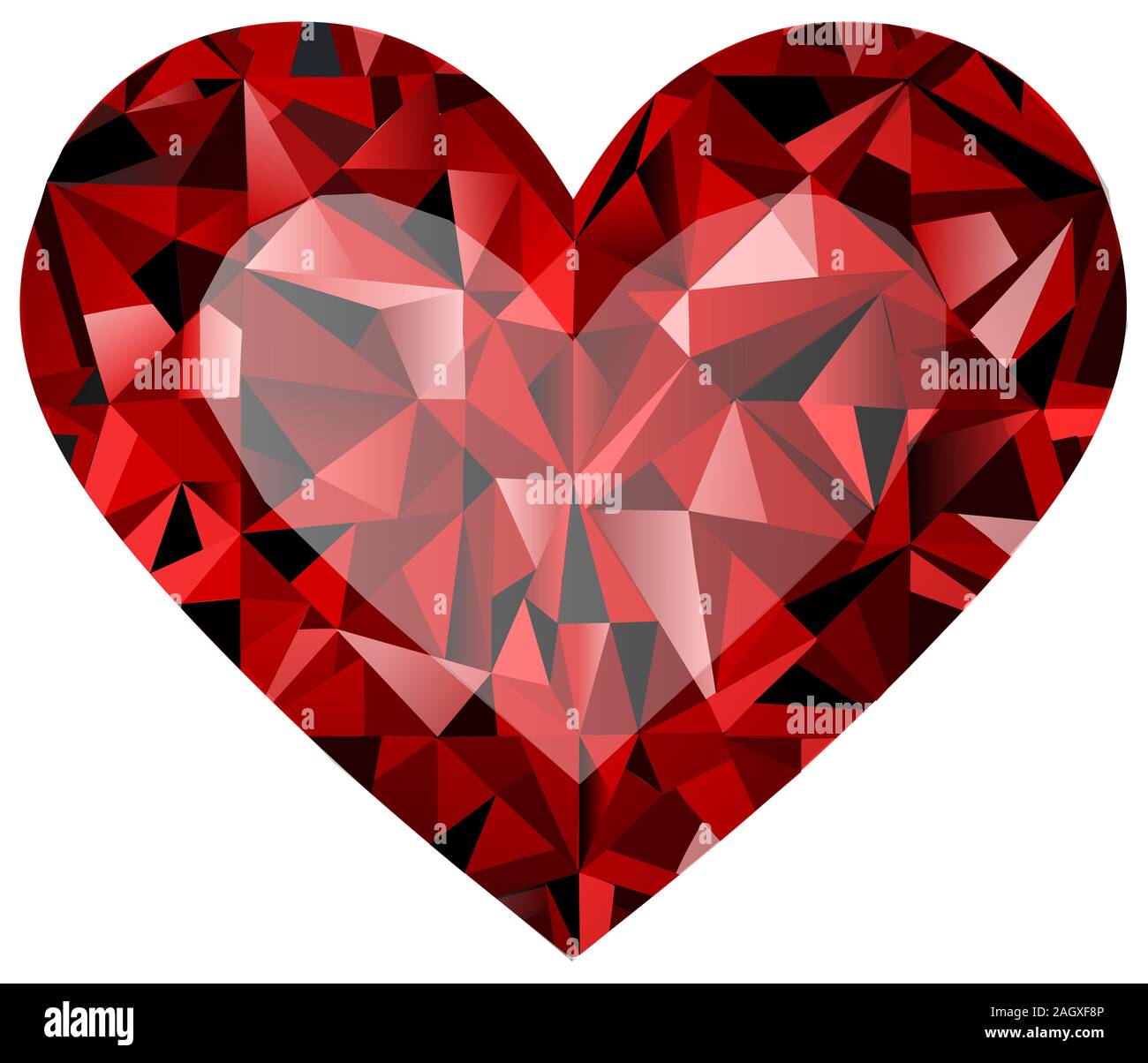 Isolato rosso a forma di cuore diamante su sfondo bianco per il giorno di san valentino carte e decorazioni Foto Stock