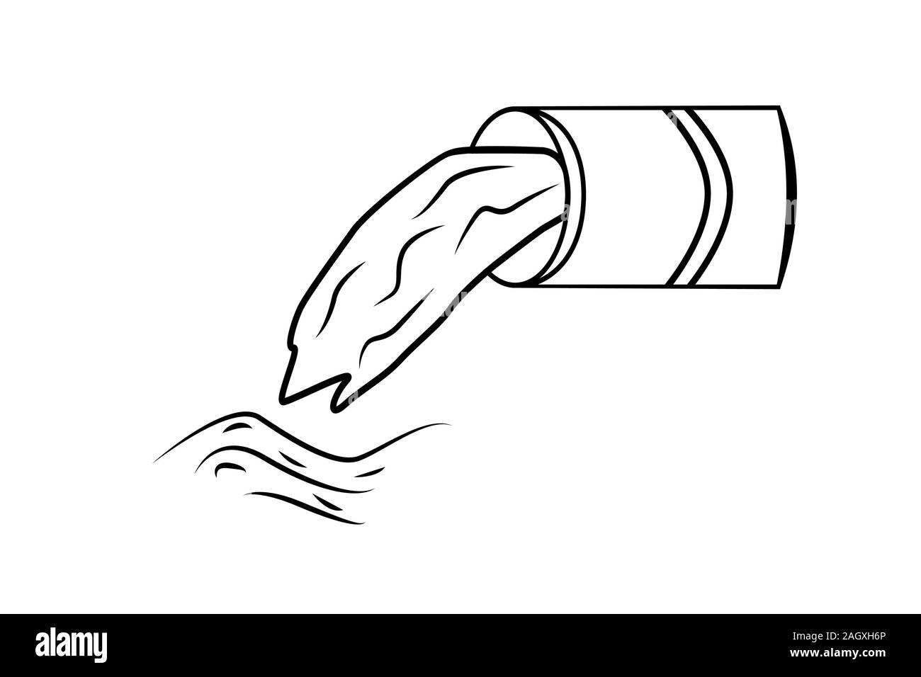 Acque reflue icona linea isolati su sfondo bianco. Lineare tubo fognario icona outline, segno o simbolo dal tema dell'industria. Stock illustrazione vettoriale. Illustrazione Vettoriale
