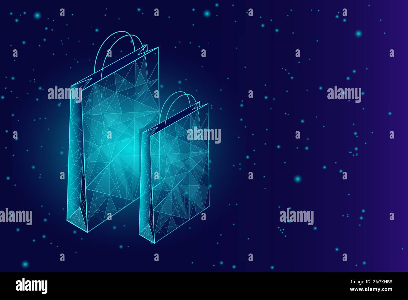Shopping bag bassa poli design 3D. Online shop sul mercato del commercio di tecnologia. Acquista ora modello. Vendita Mobile illustrazione vettoriale Illustrazione Vettoriale