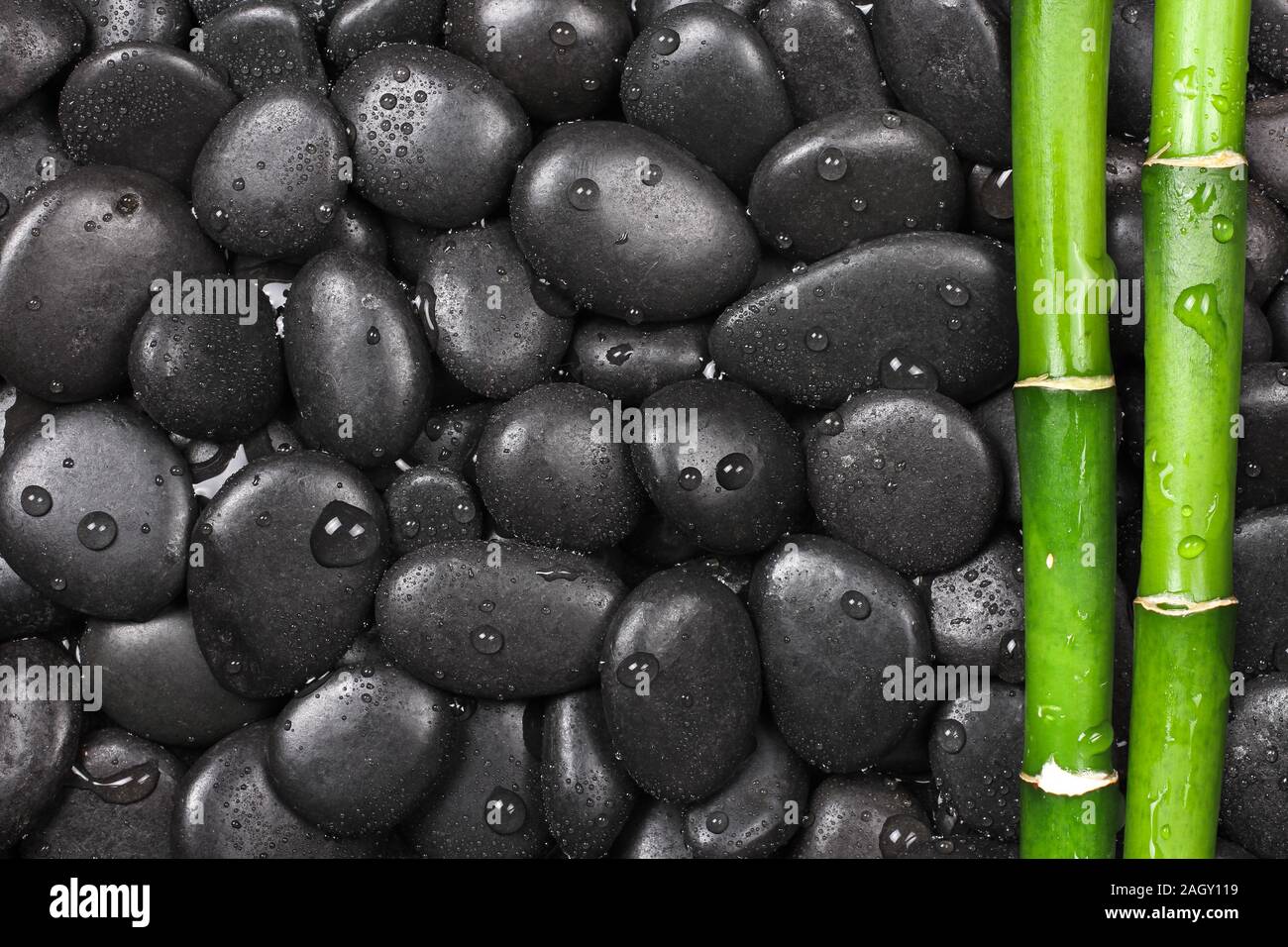 Pietre calde con bambù Foto Stock