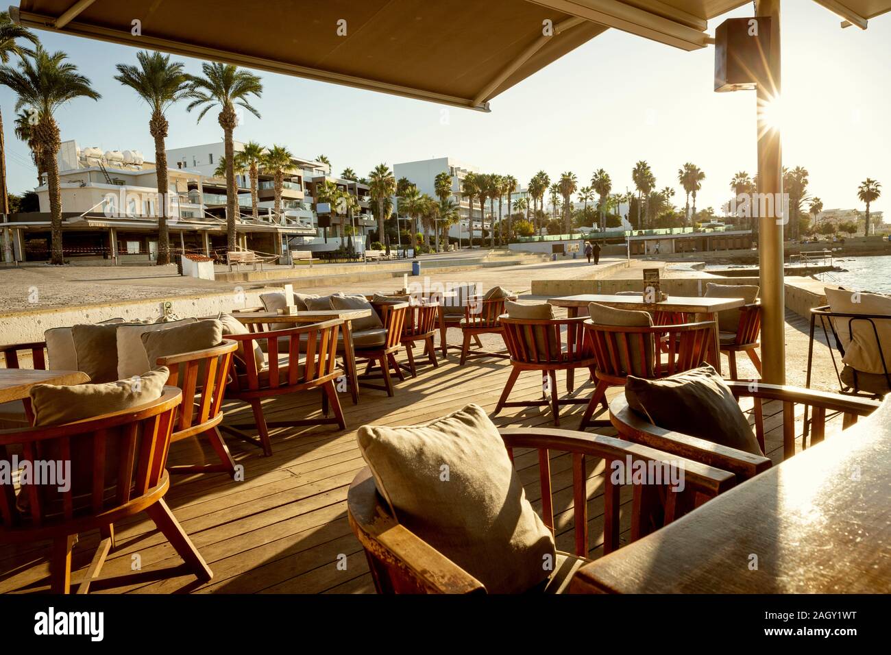 Ristorante a Paphos sull isola di Cipro Foto Stock