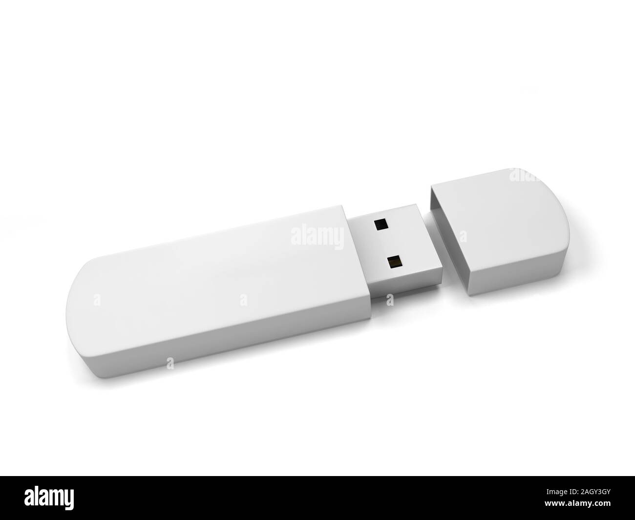 Unità di memoria flash USB. 3d illustrazione isolati su sfondo bianco Foto Stock