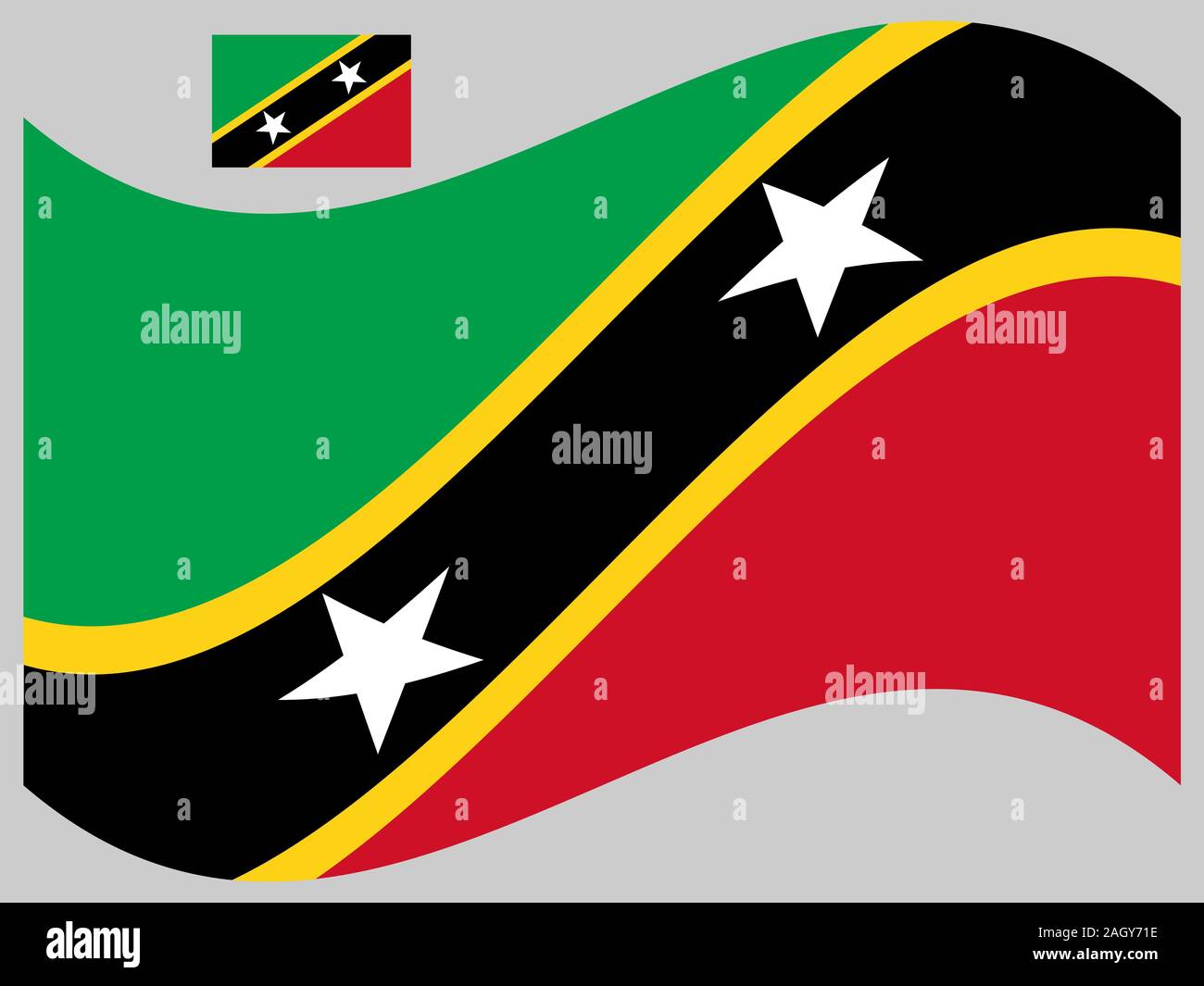 Wave Saint Kitts e Nevis Flag Vector. Illustrazione Vettoriale