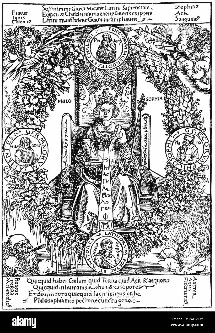 Cartoon beffando il concetto di Martin Lutero e la filosofia, da Albrecht Dürer Foto Stock