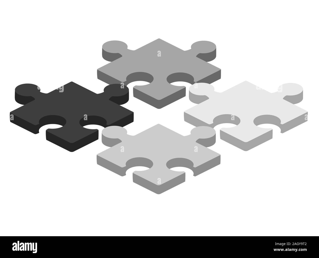Pezzo di puzzle presentazione aziendale. Jigsaw oggetto. Vettore di concetto di connessione. 3d illustrazione isometrica. 3d puzzle per concept design. Illustrazione Vettoriale