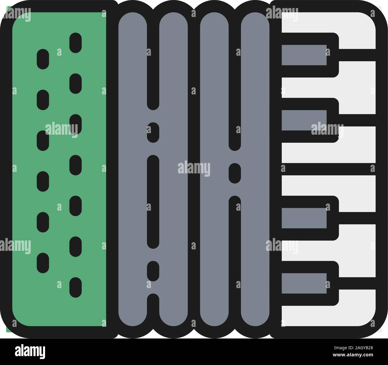 La fisarmonica di vettore, armonica, strumento musicale piatta linea colore icona. Illustrazione Vettoriale