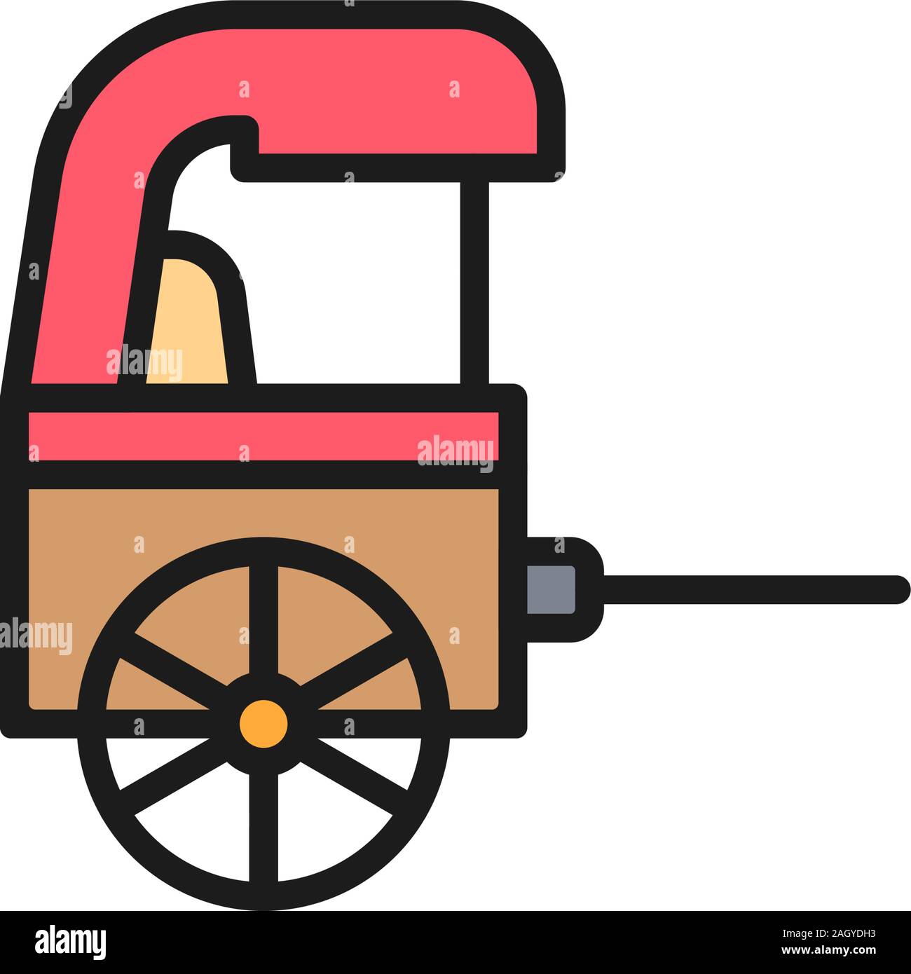 Vector rickshaw, cinese tradizionale taxi colore piatto icona linea. Illustrazione Vettoriale