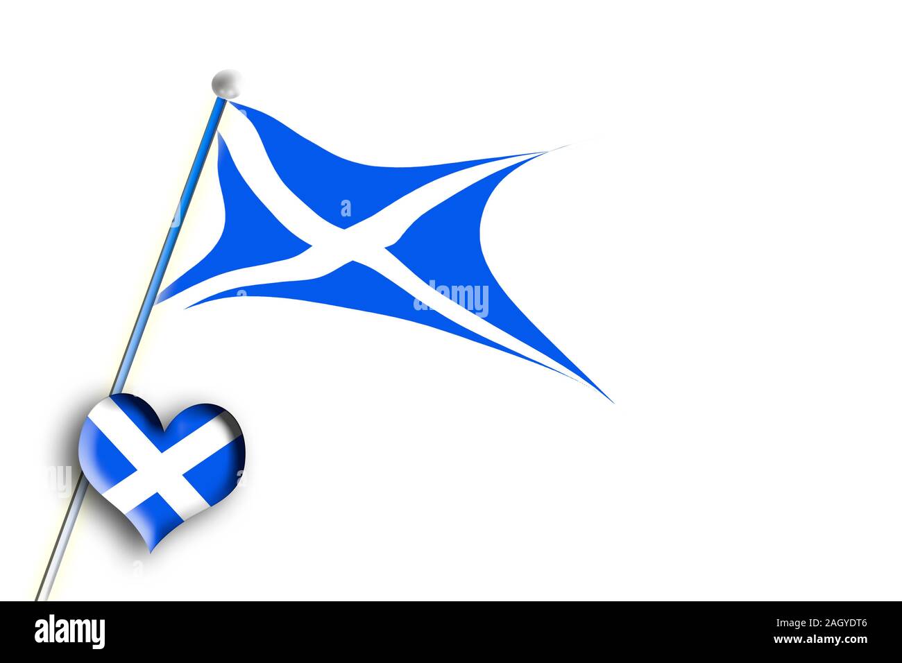 Bandiera scozzese con cuore isolato su sfondo bianco Foto Stock