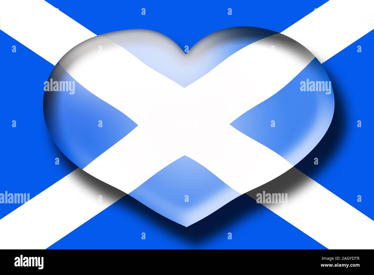 Bandiera scozzese con forma di cuore Foto Stock