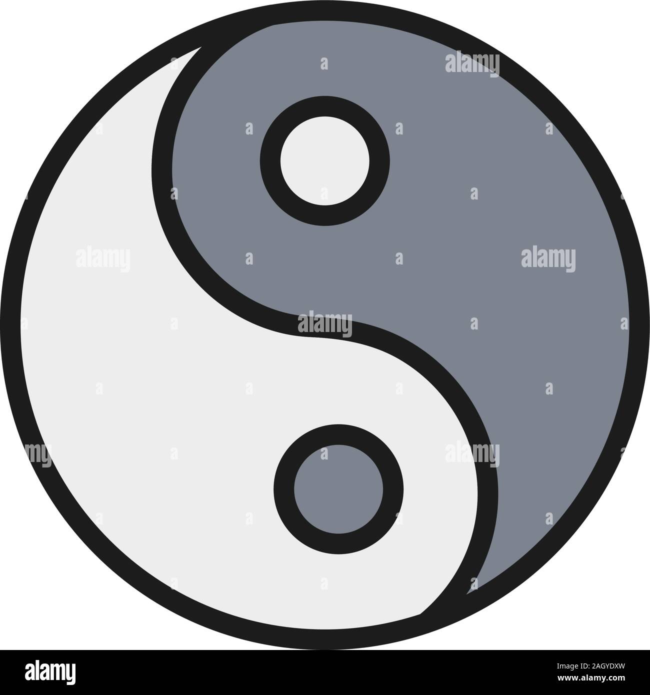 Yin Yang segno, cinese tradizionale piatto simbolo linea di colore icona. Illustrazione Vettoriale