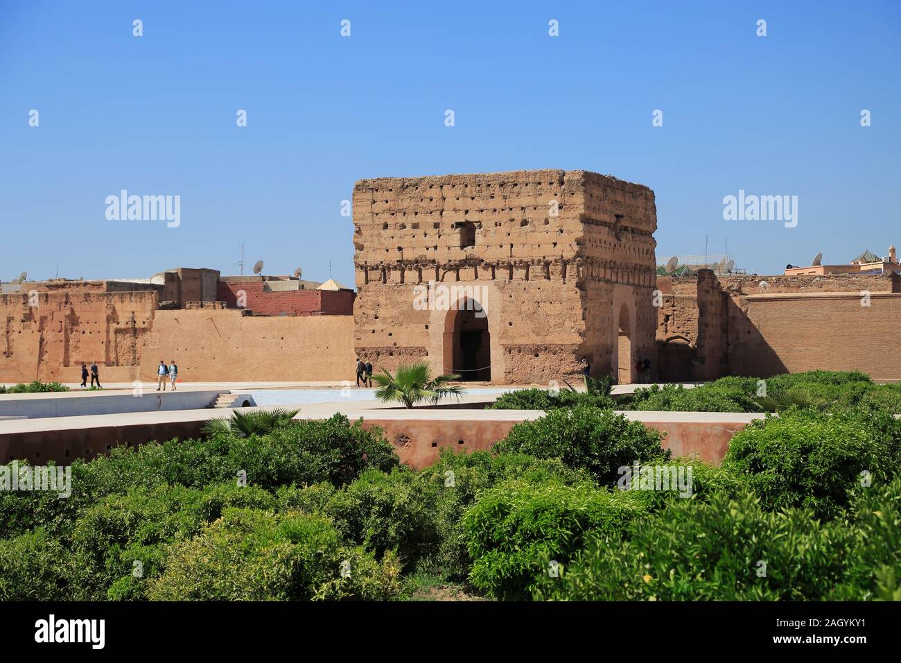 Palazzo El Badi, (Badii, Badia), l'Incomparabile Palace, XVI secolo, Marrakech, Marrakech, Marocco, Africa del Nord Foto Stock