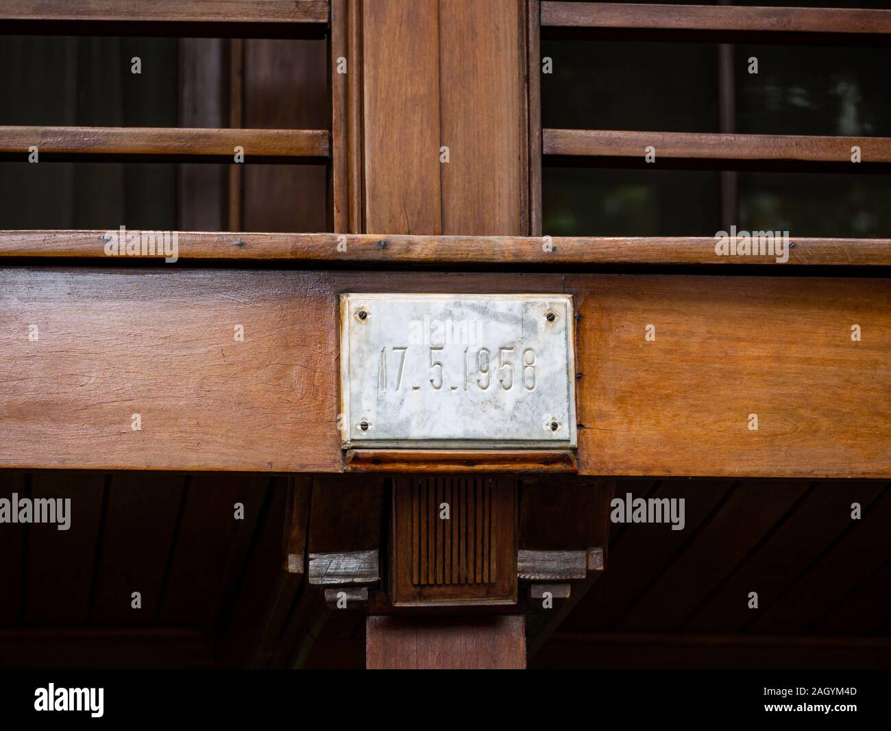 Il 17 maggio 1958 la data quando Ho Chi Minh spostato in legno Casa Stilt, Hanoi, Vietnam Asia Foto Stock