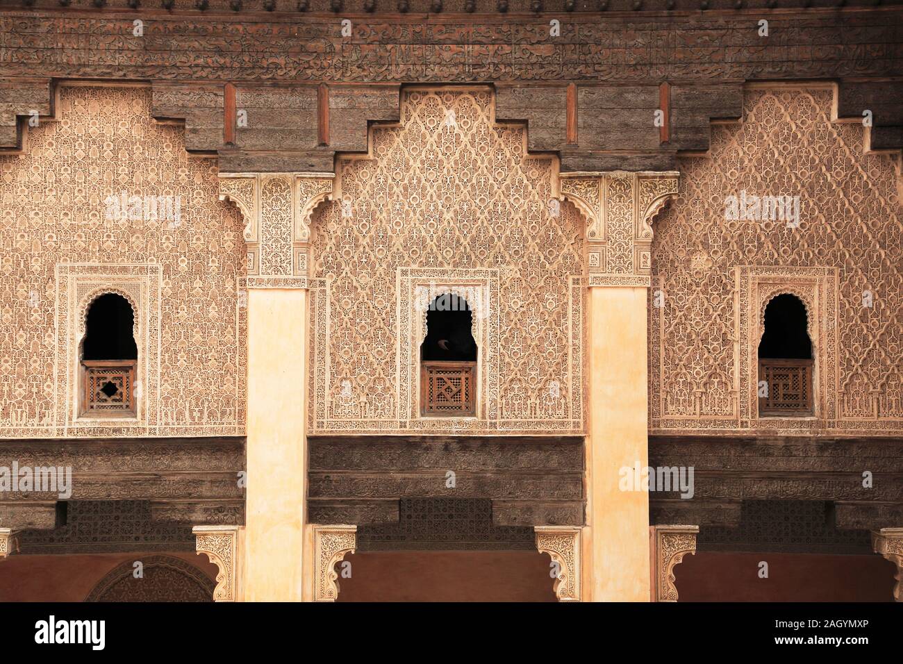 Medersa Ben Youssef, Madrasa, XVI secolo College, Sito Patrimonio Mondiale dell'UNESCO, Marrakesh , Marrakech, Marocco, Africa del Nord Foto Stock