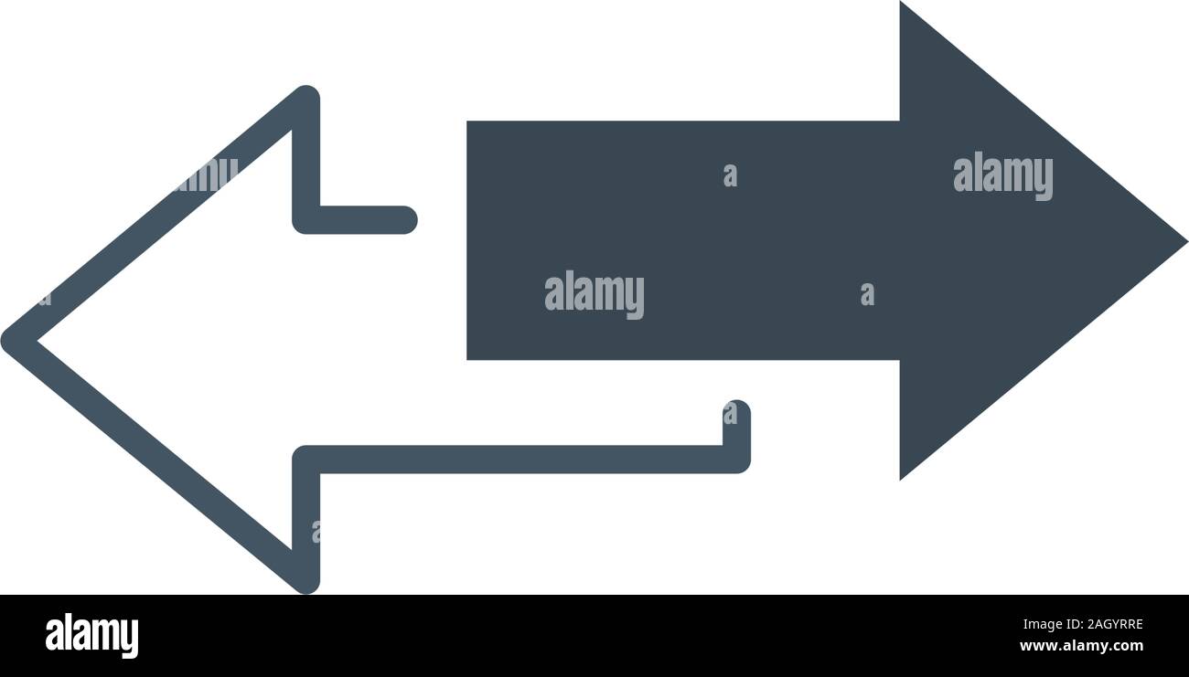 Le frecce sinistra e destra e la relativa icona. Frecce simbolo. Stock illustrazione vettoriale isolati su sfondo bianco. Illustrazione Vettoriale