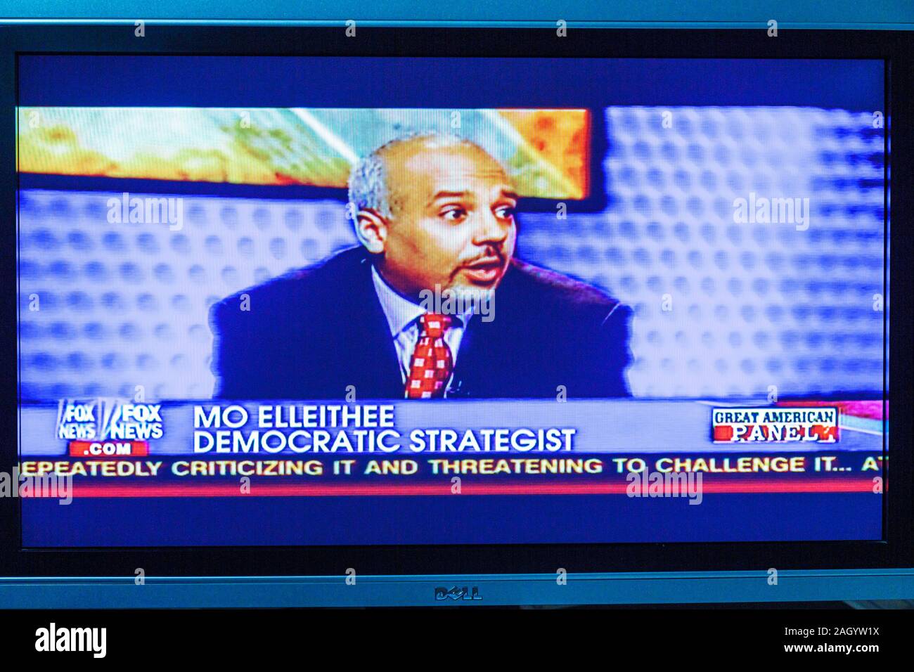 Miami Beach Florida,televisione,set,TV,schermo piatto,schermo,monitor,canale via cavo,Fox News,Black Black Blacks African Africans etnic Minority,adult adults man Foto Stock