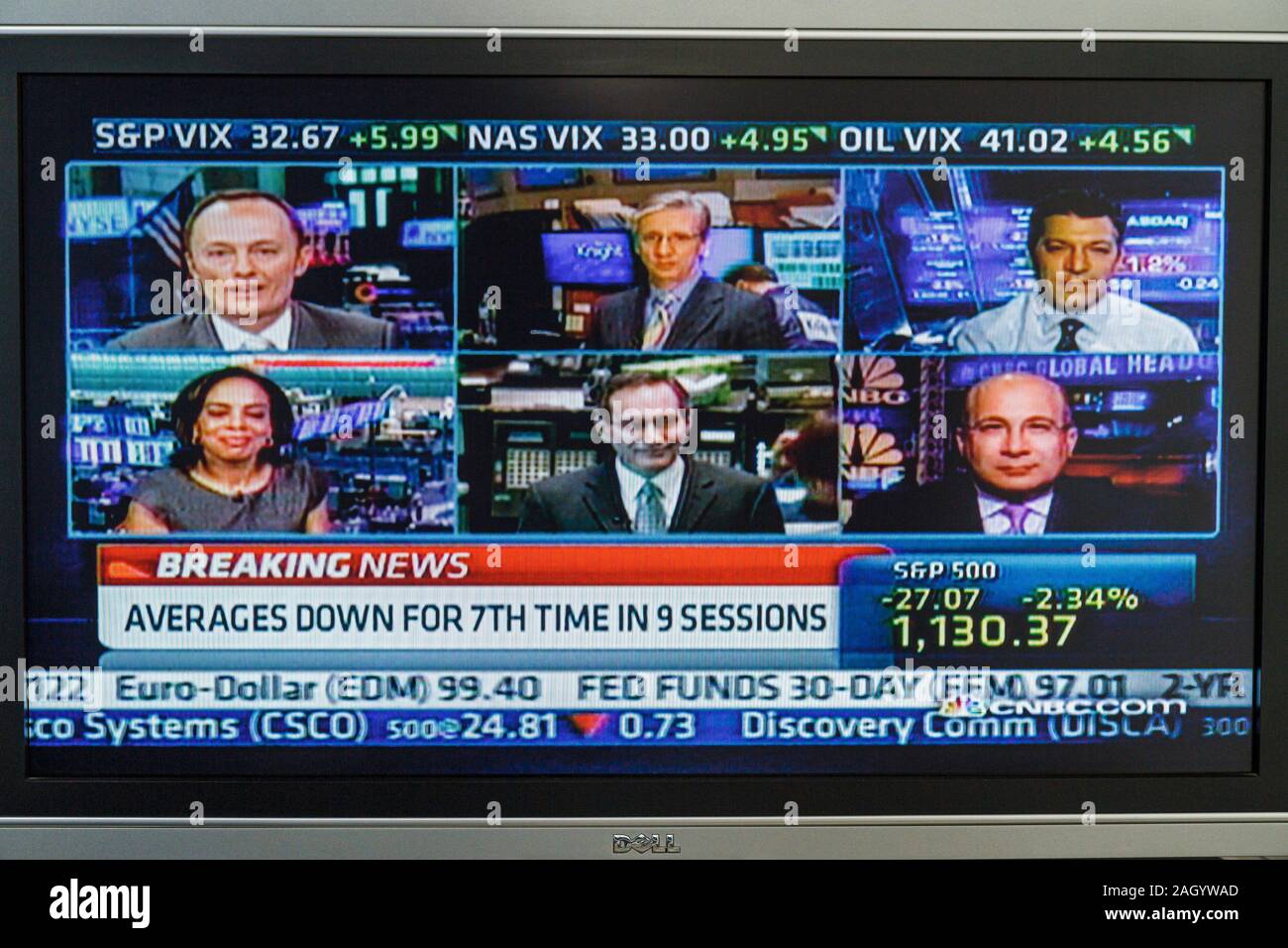 Miami Beach Florida,televisione,set,TV,schermo piatto,schermo,monitor,canale via cavo,CNBC,borsa,FL100515145 Foto Stock