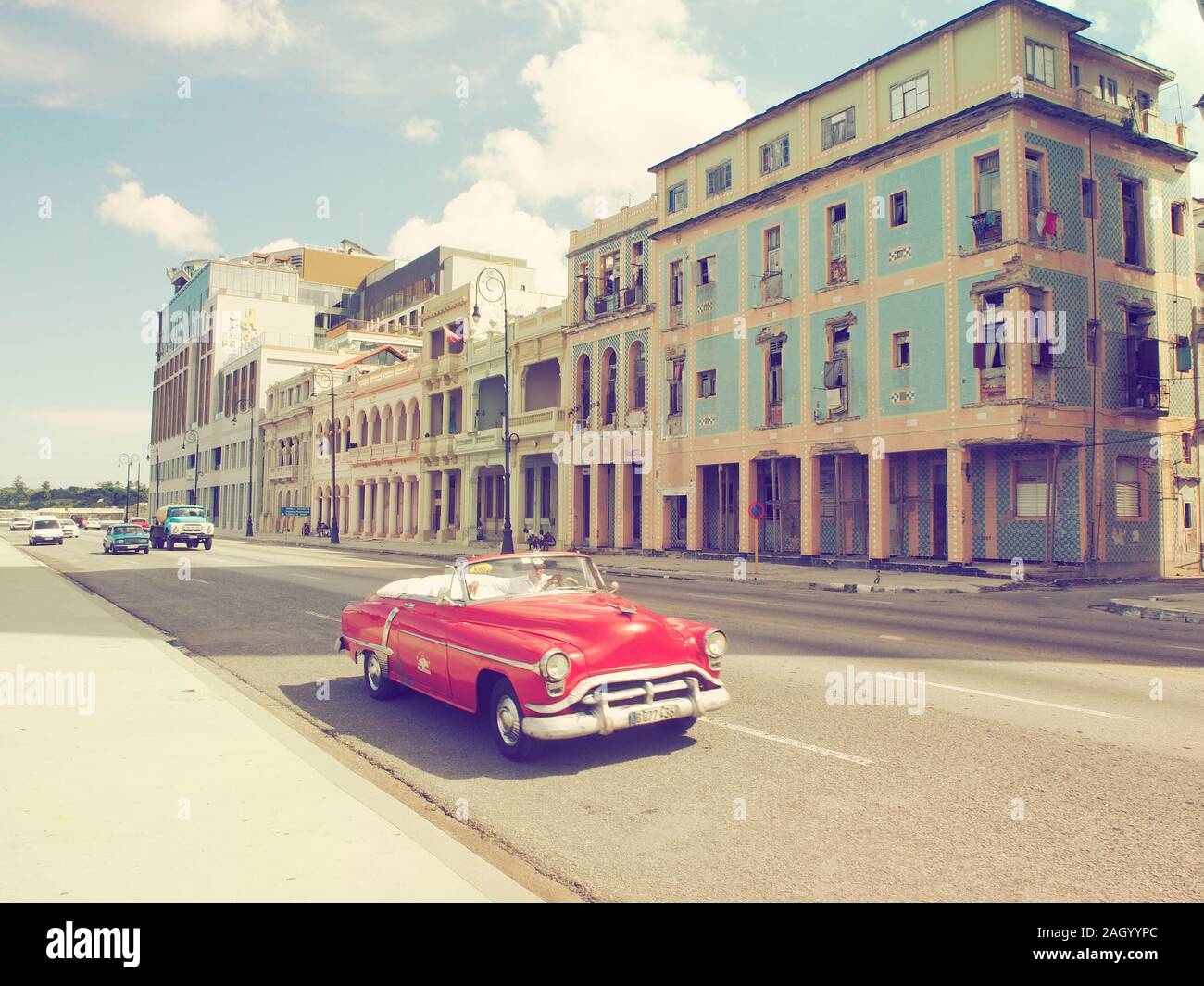 Classic Car Malecon Havana Foto Stock