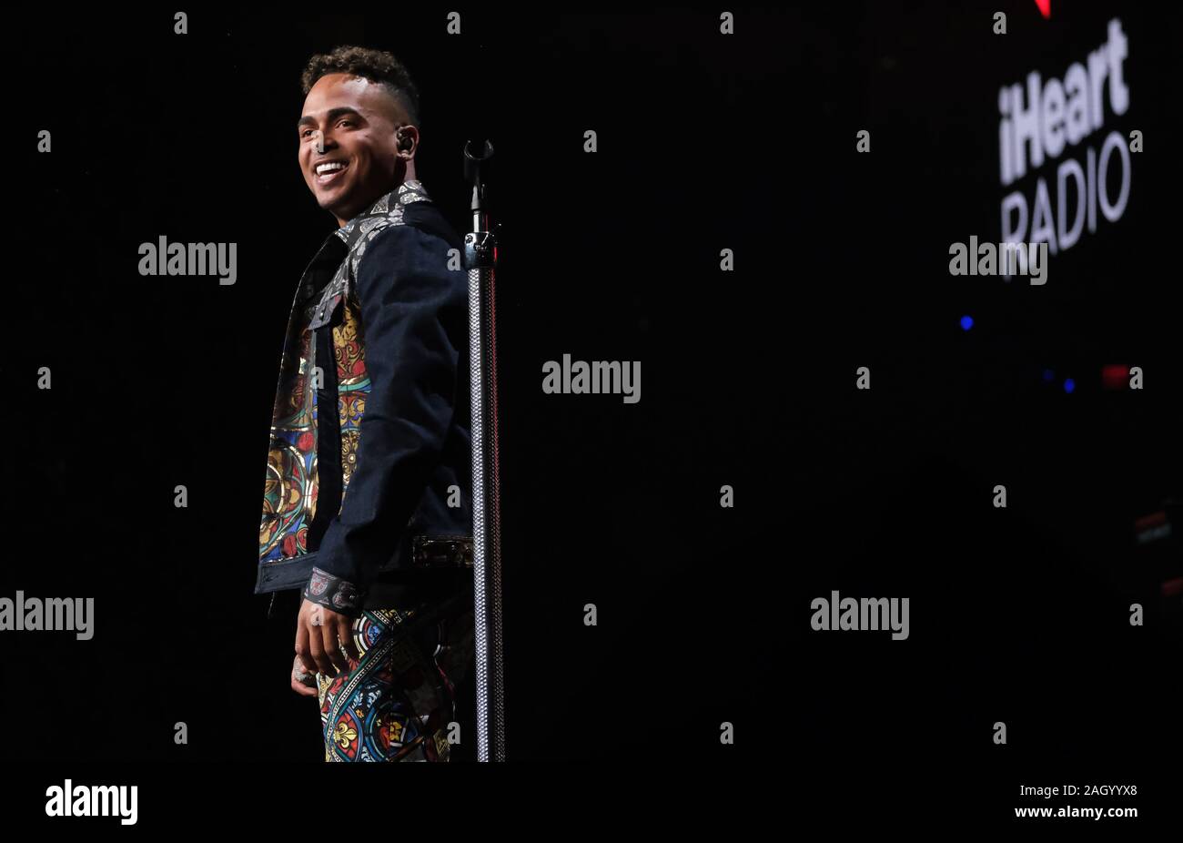Sunrise, Stati Uniti. 22 Dic, 2019. Ozuna esegue a Y100 IHeartRadio Jingle Ball 2019 concerto presso il BB&T Center di Sunrise, Florida, Domenica, 22 dicembre 2019. Foto di Gary mi Rothstein/UPI Credito: UPI/Alamy Live News Foto Stock