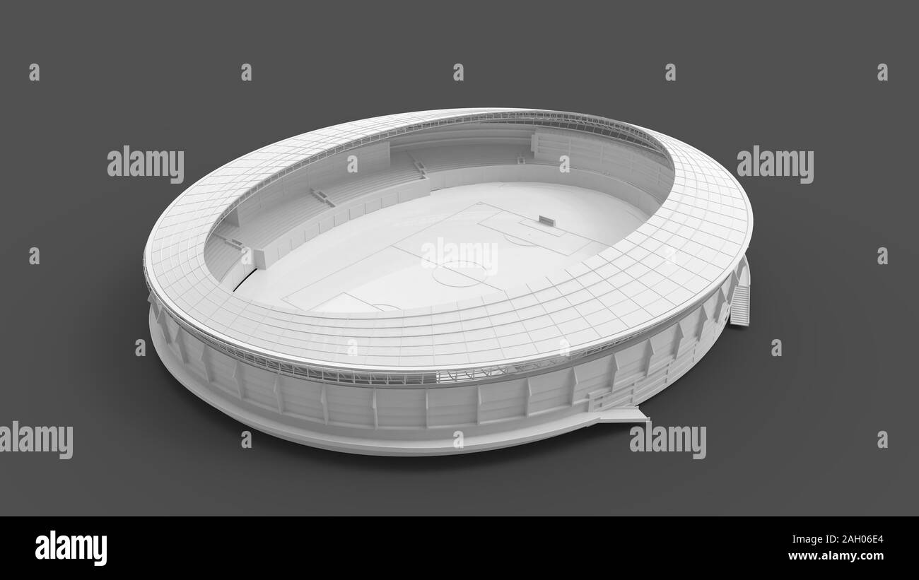 3D rendering di uno stadio isolato in uno sfondo bianco Foto Stock