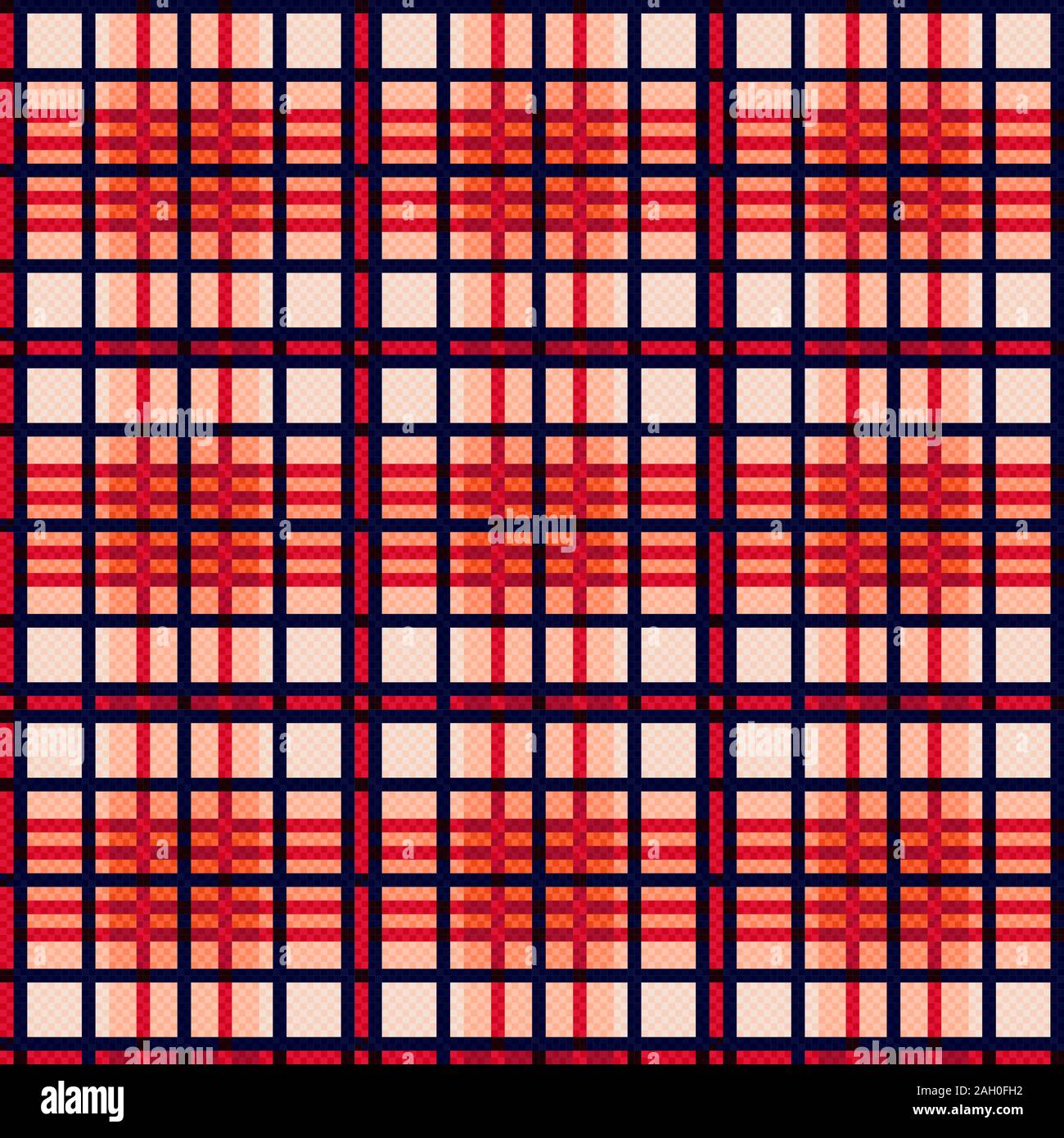 Seamless a scacchi in sfumature di beige e arancio e sfumature di colore rosso con linee blu scuro modello di illustrazione come un tartan plaid Illustrazione Vettoriale