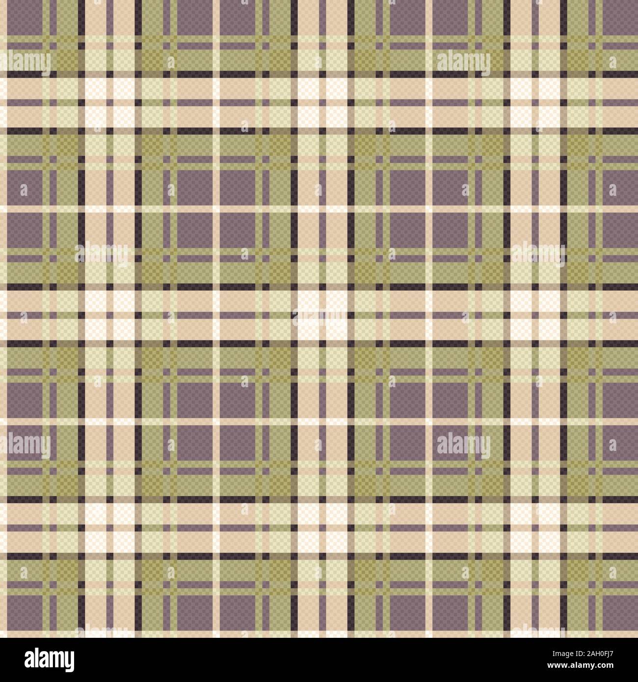 Seamless a scacchi in tonalità tenui del verde e beige pattern, illustrazione come un tartan plaid Illustrazione Vettoriale