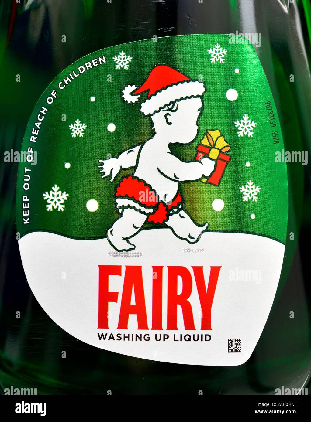 Fairy detersivo liquido etichetta del flacone di Natale imballaggio invernale Foto Stock