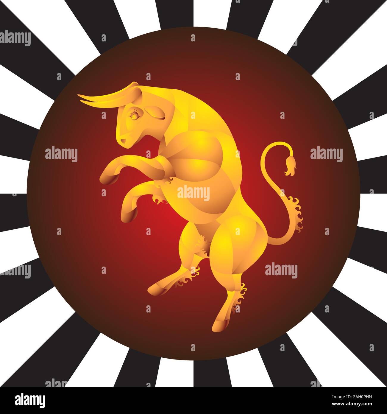 Golden bull modello icona su sfondo isolato. Immagine vettoriale. Illustrazione Vettoriale
