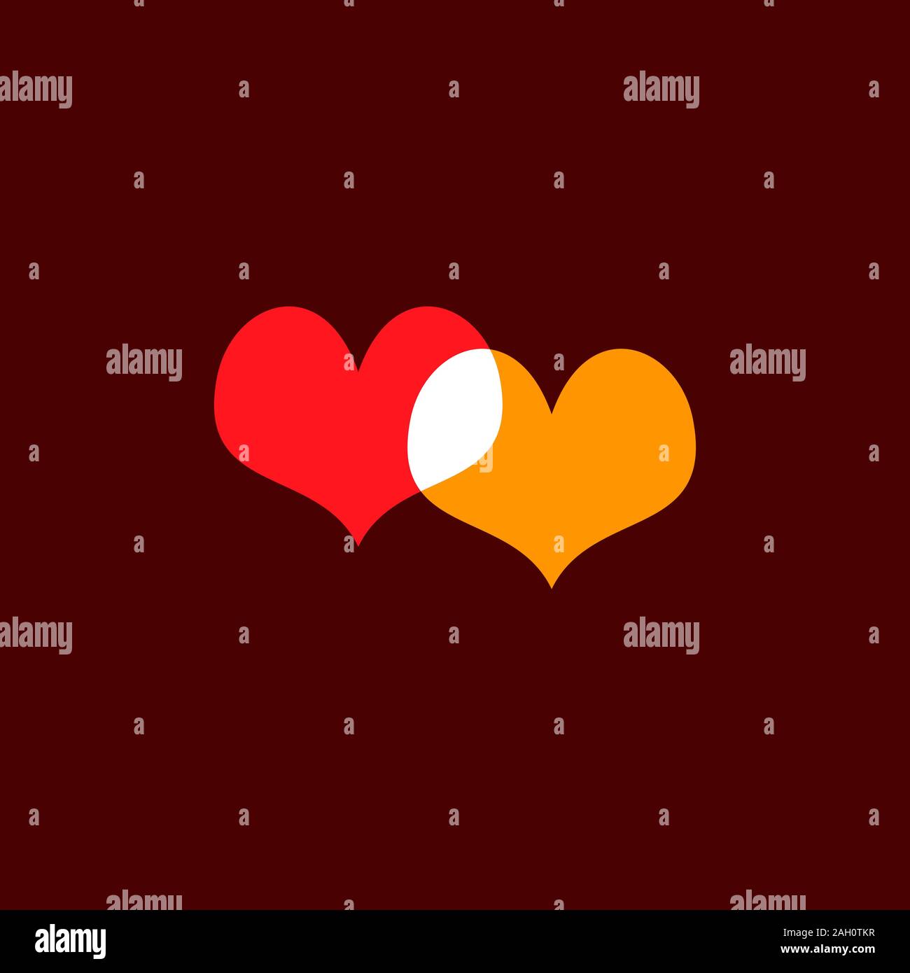 Icona cuore giallo e rosso sul buio Illustrazione Vettoriale