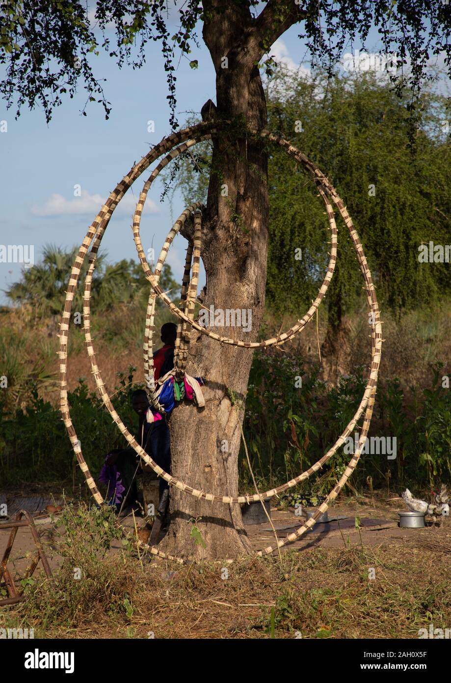 Roba usata per costruire le capanne, Equatoria centrale, Terekeka, sud Sudan Foto Stock