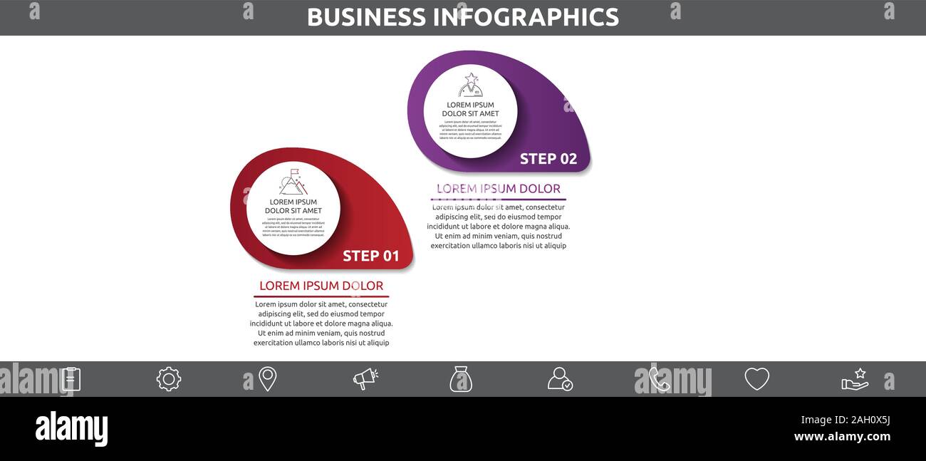 Template vettoriale cerchio infographics. Il concetto di business con 2 opzioni e parti di ricambio. Due passi per i diagrammi, del diagramma di flusso, la timeline Illustrazione Vettoriale