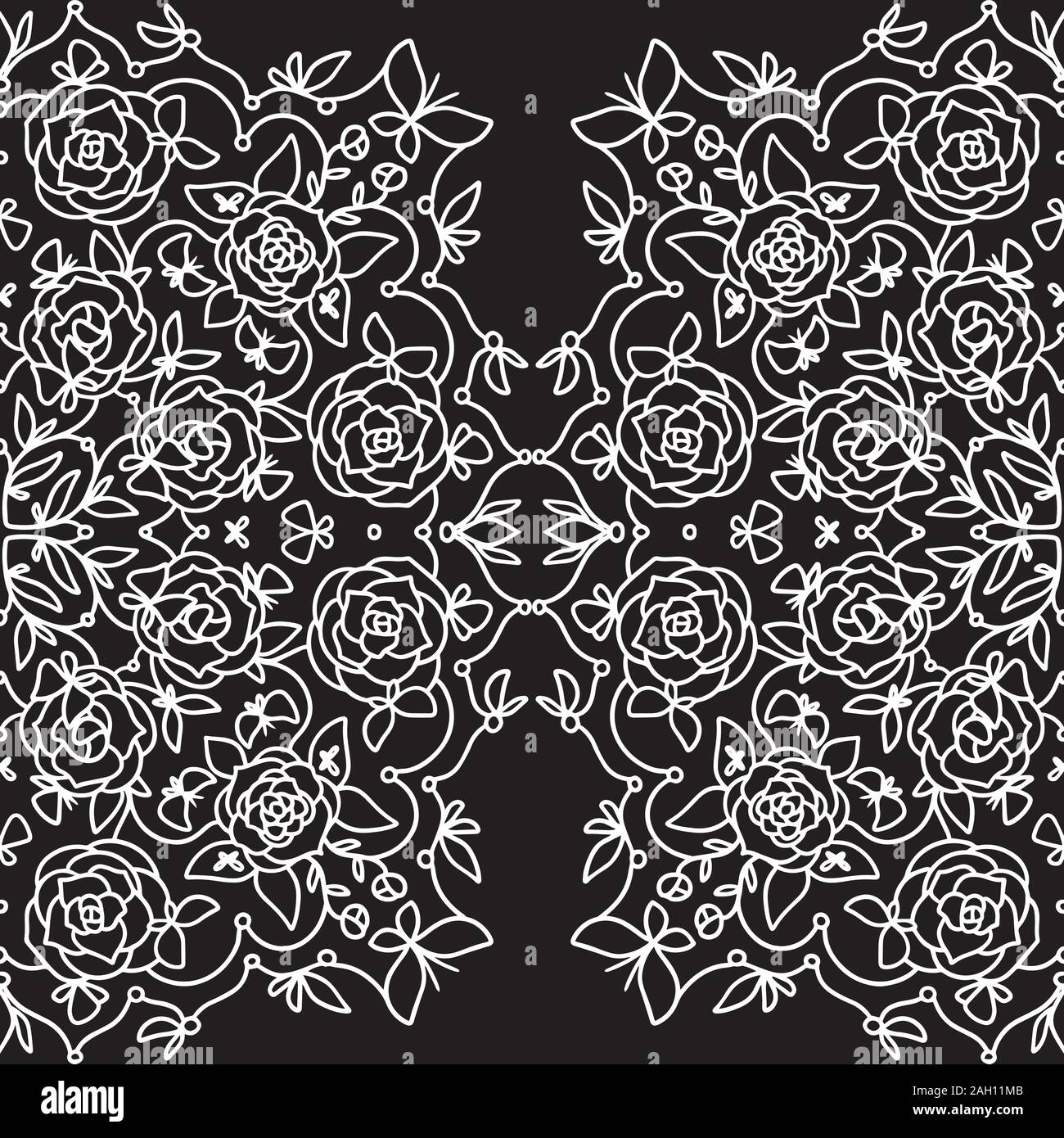 Bellissimo modello per sciarpe. Motivo ornamentale con fiori Illustrazione Vettoriale