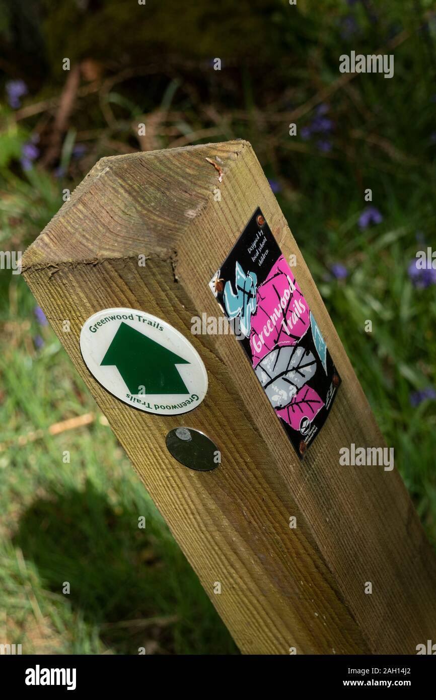 Waymarker post nel Lake District inglese Foto Stock