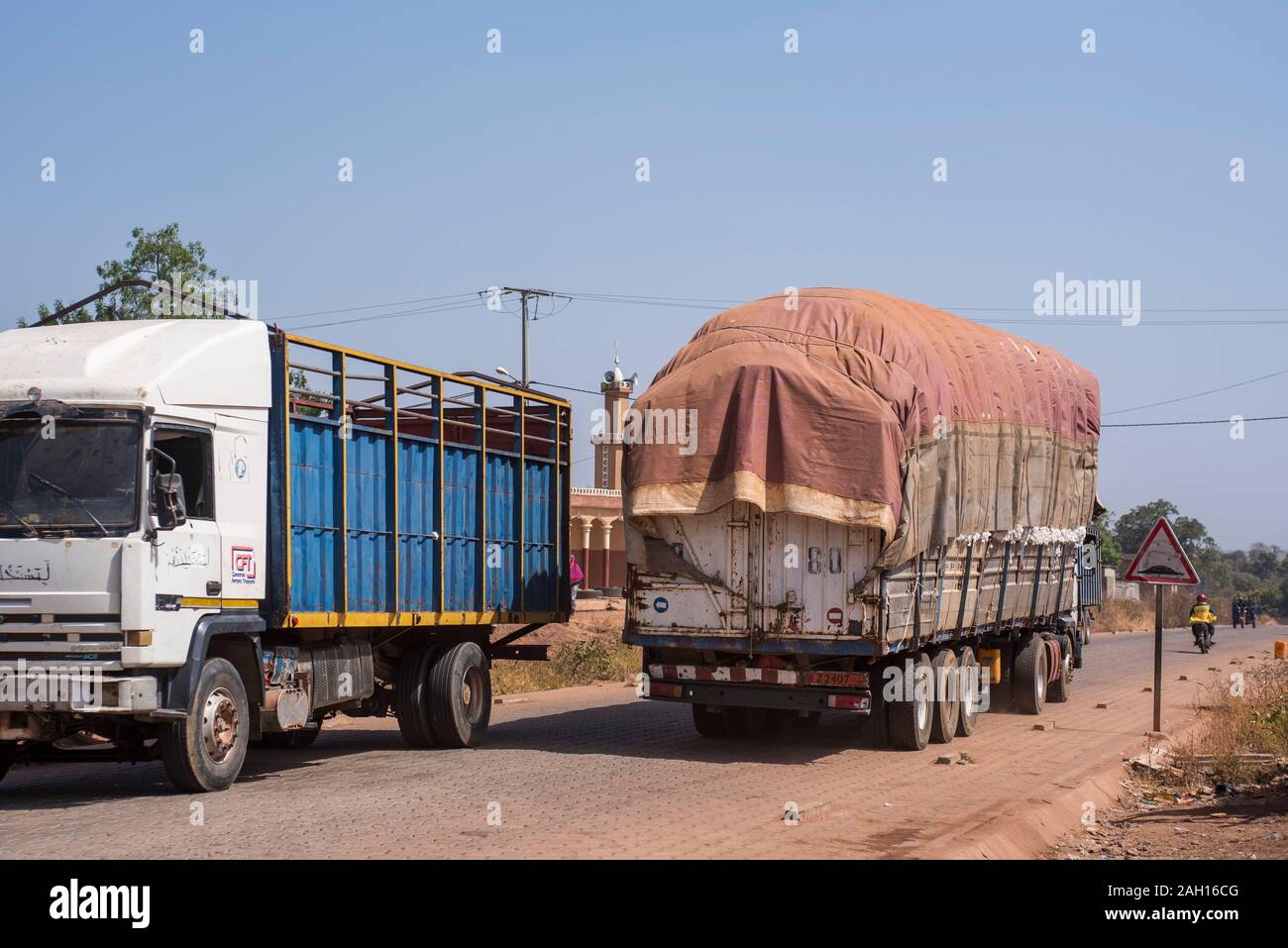 Il Benin, Kandi, lunga distanza carrello, cotone, cotone trasporti Foto Stock