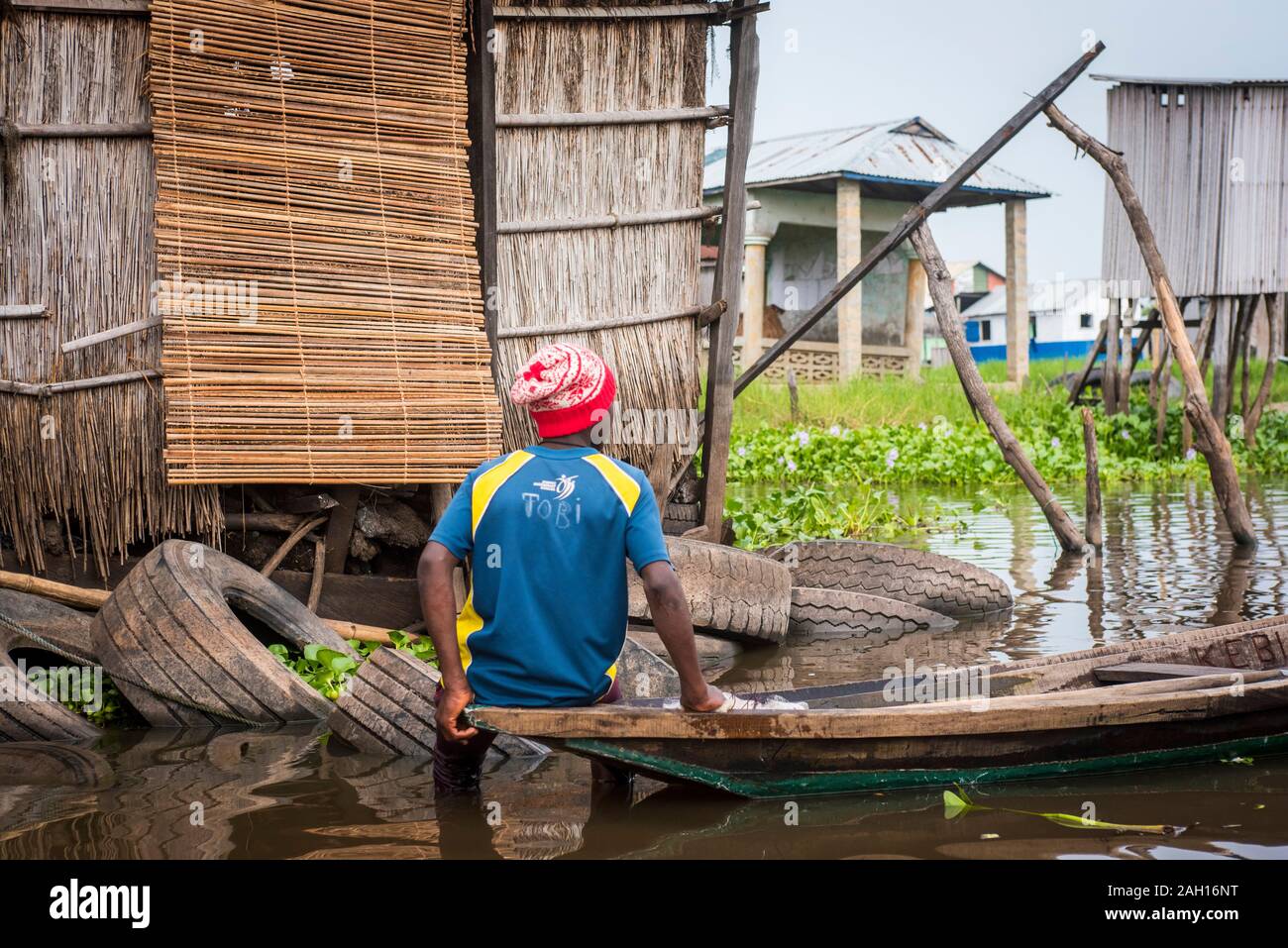 Il Benin, Gamvie, villaggio galleggiante Foto Stock