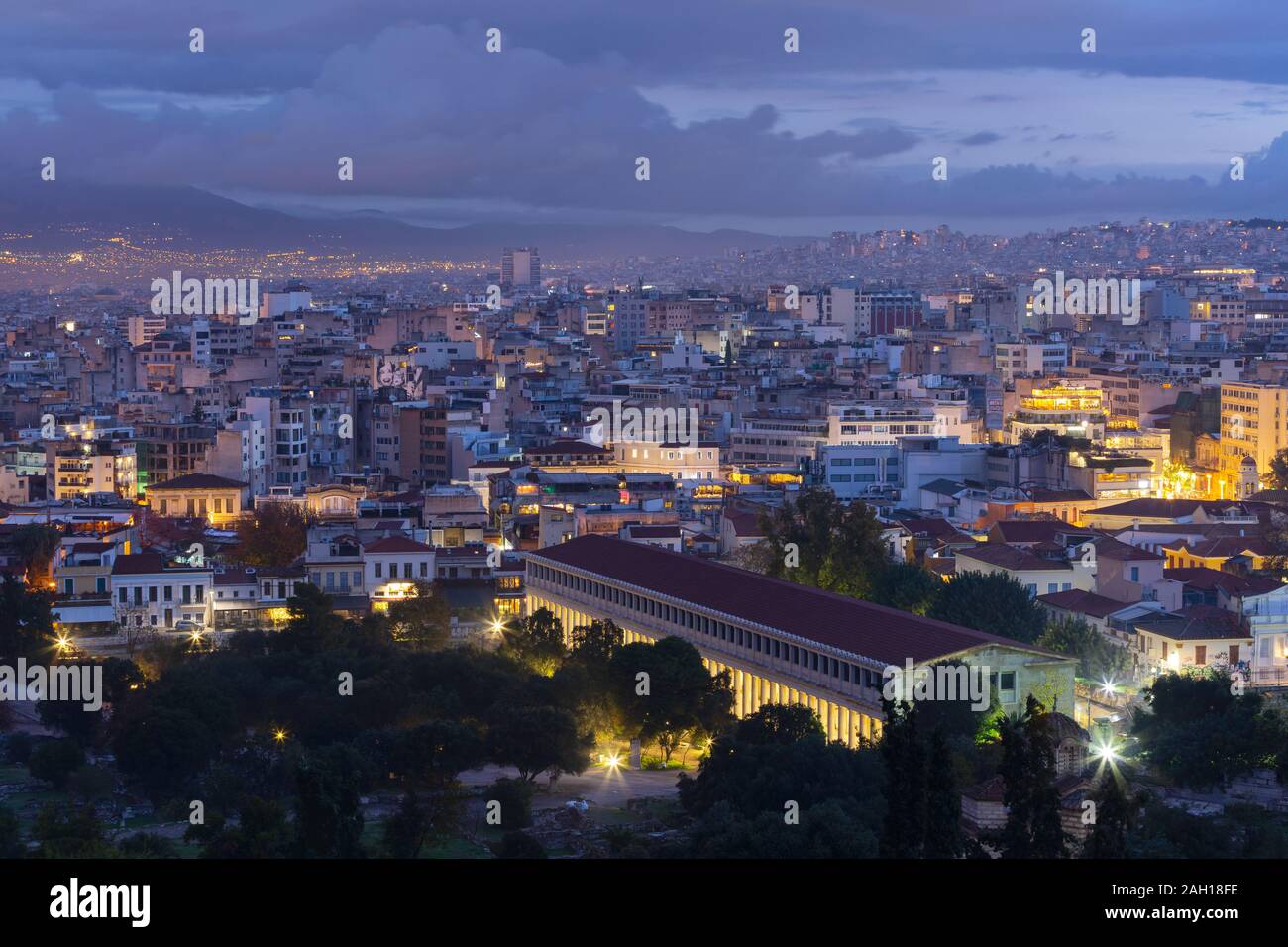 Lo Stoa nell'Antica Agorà di Atene, Grecia. Foto Stock