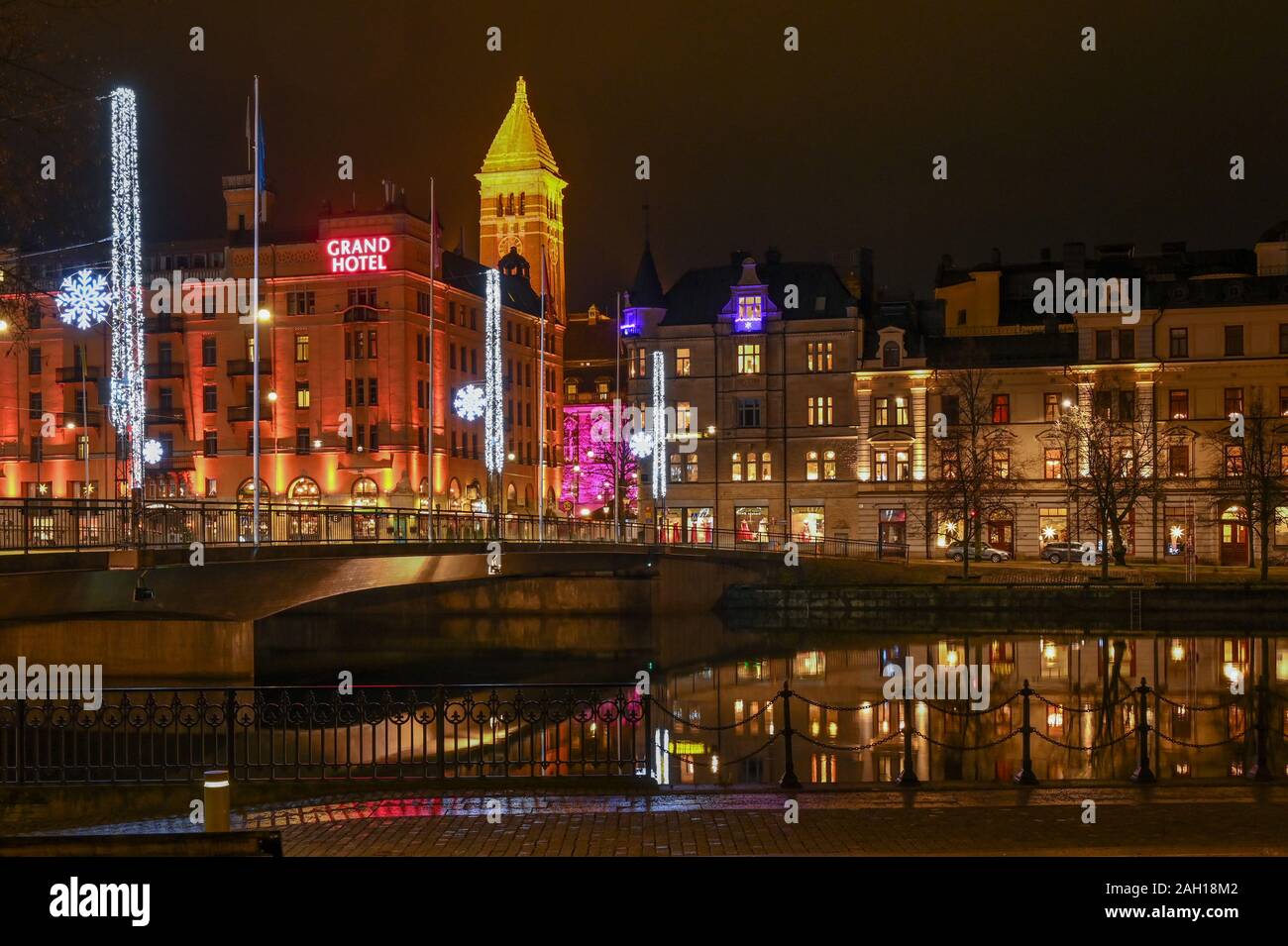 L'annuale festival della luce in Norrkoping al tempo di Natale. Norrkoping è una storica città industriale in Svezia. Foto Stock