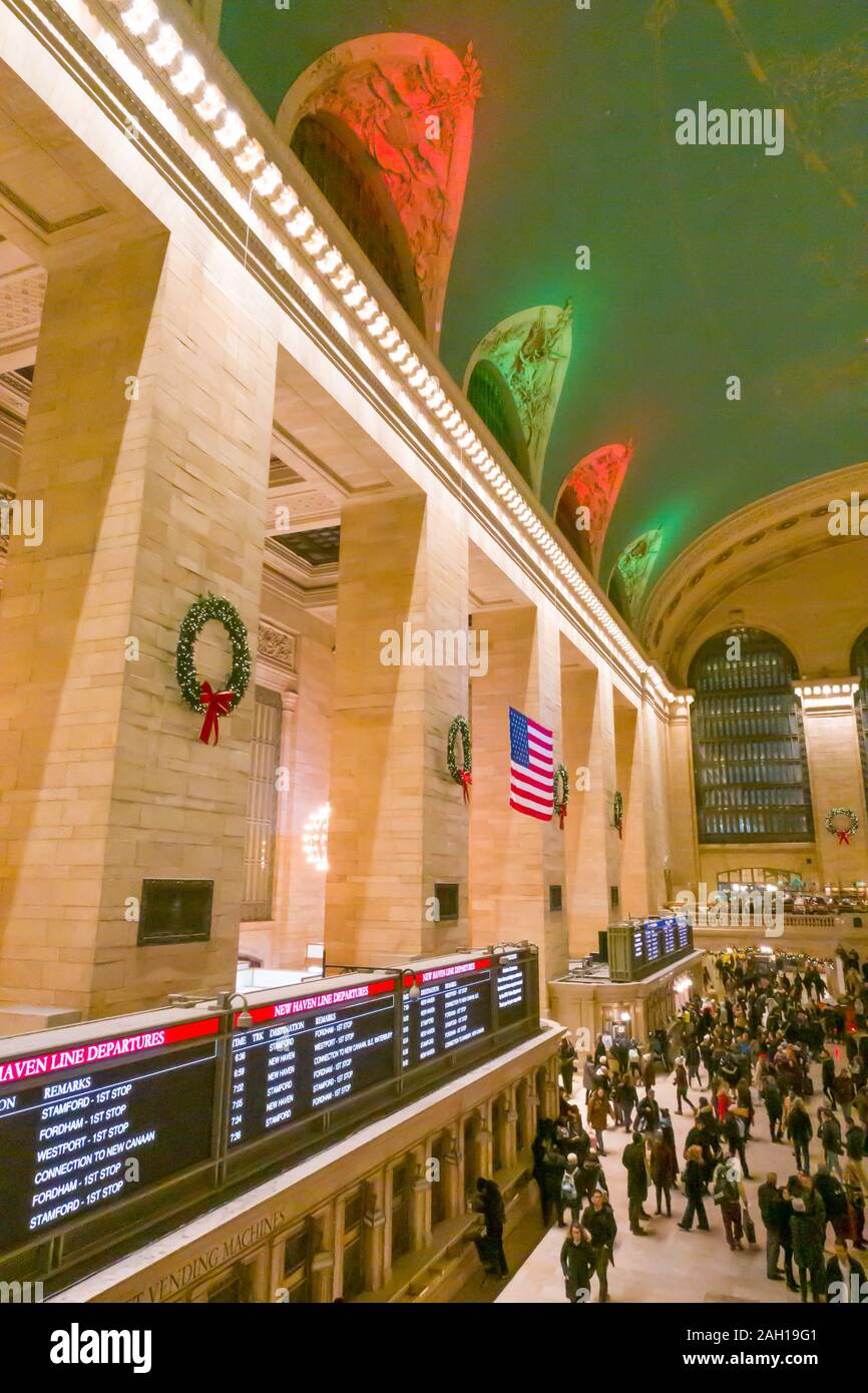 Grand Central Terminal di New York City è decorato per la stagione delle vacanze, STATI UNITI D'AMERICA Foto Stock