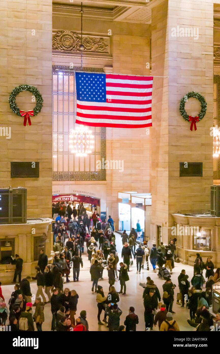 Grand Central Terminal di New York City è decorato per la stagione delle vacanze, STATI UNITI D'AMERICA Foto Stock