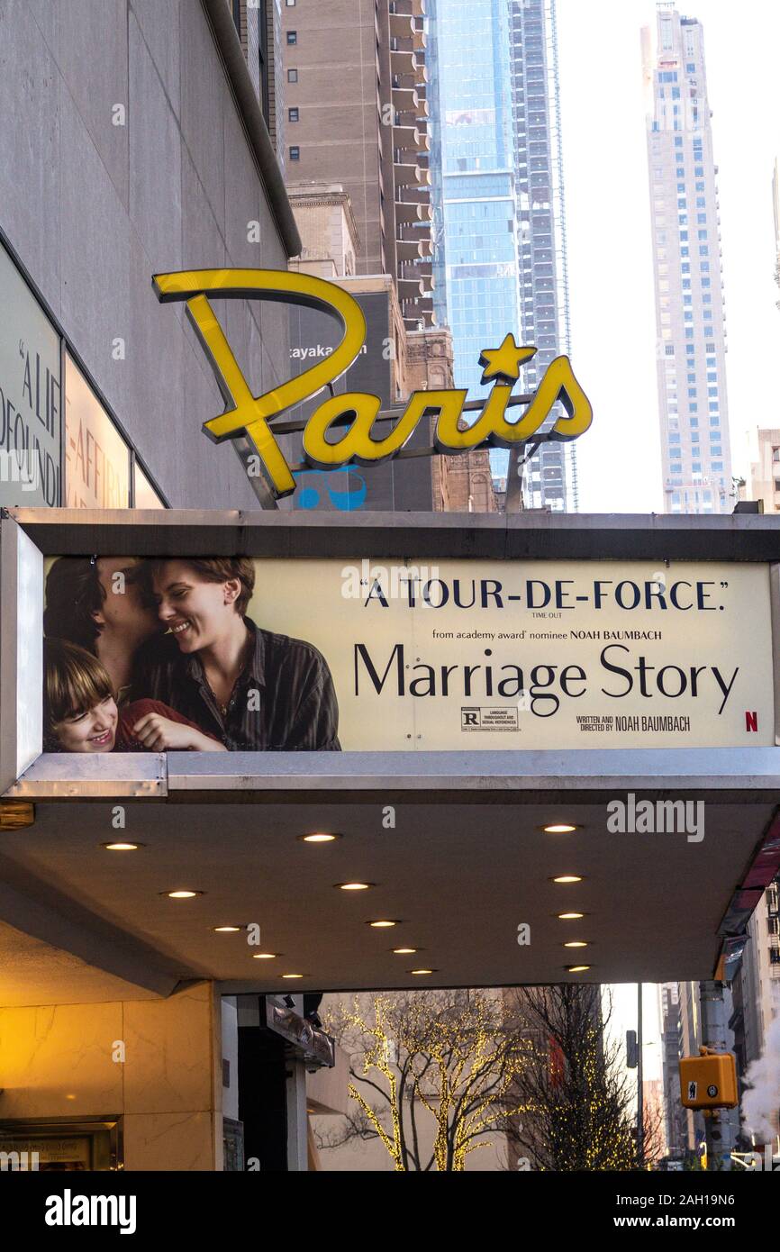 Paris Theatre Marquee, New York, USA 2019 Foto Stock