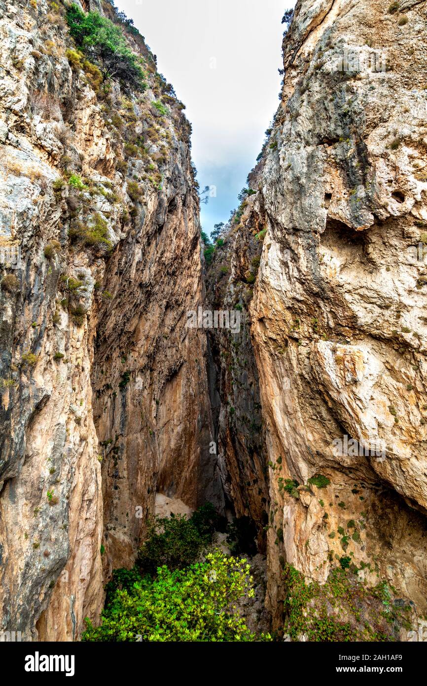 Canyon Kaputaş vicino Kaputas spiaggia della Riviera Turca, Turchia Foto Stock