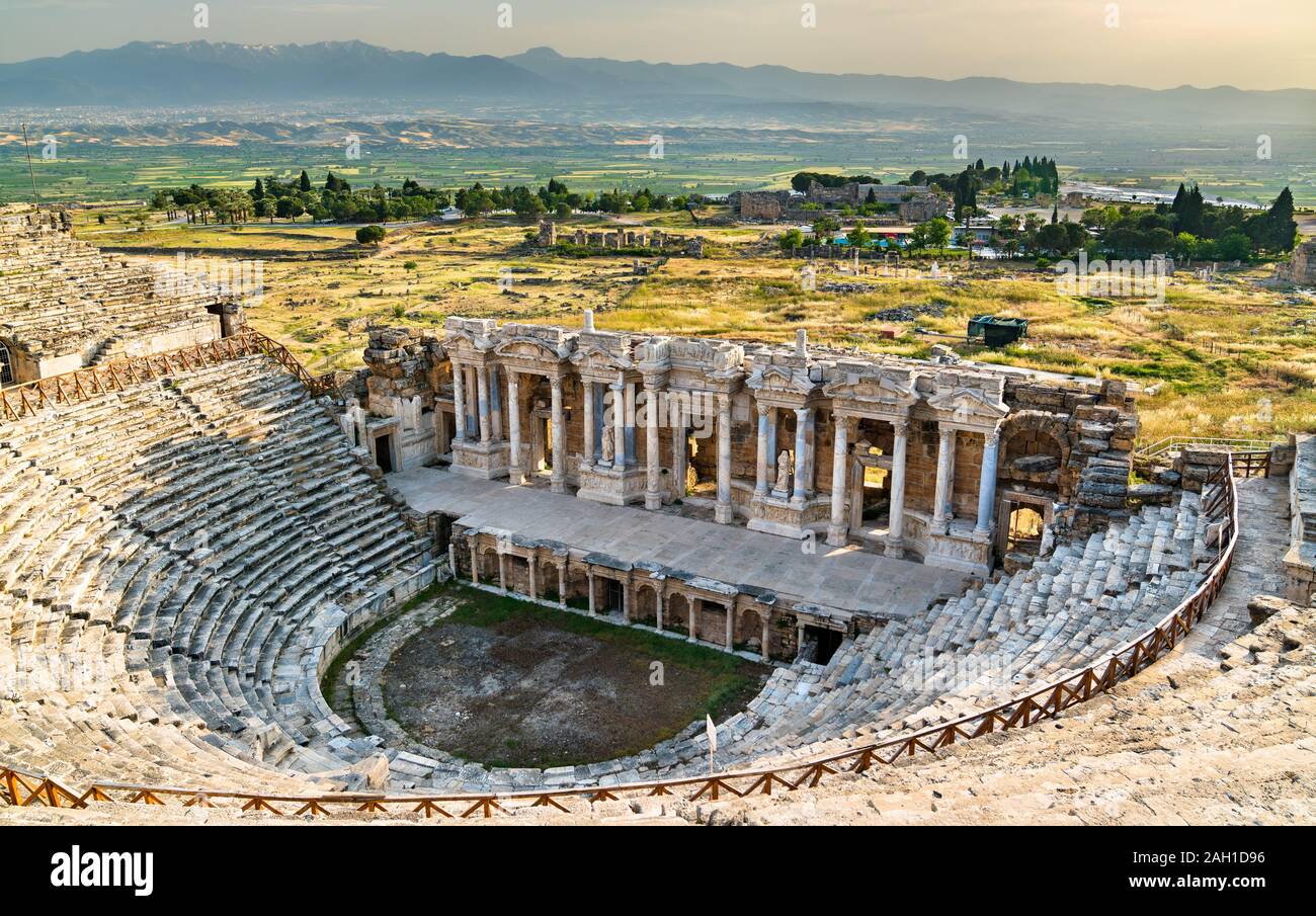 Anfiteatro romano a Ierapoli in Pamukkale, Turchia Foto Stock