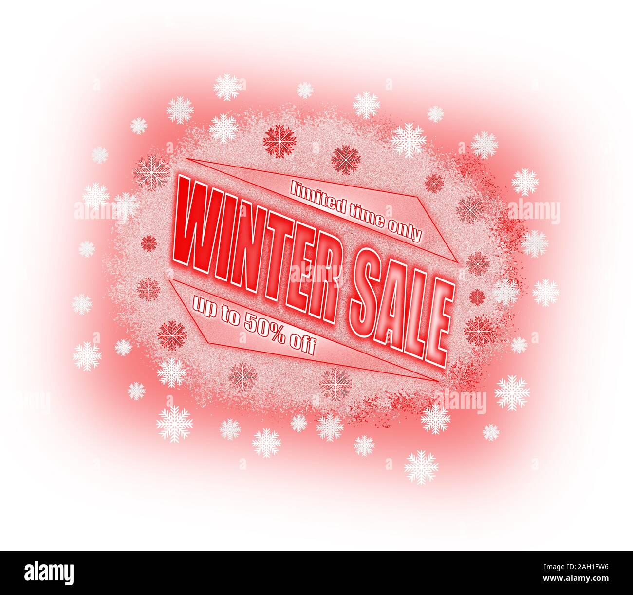 Illustrazione: Inverno vendita, solo per un periodo di tempo limitato il testo Foto Stock