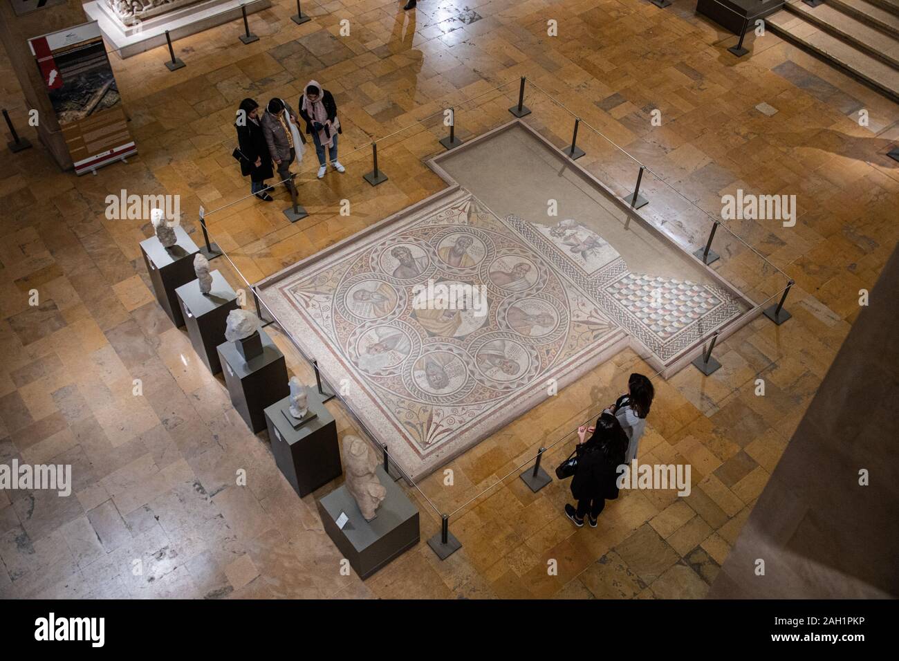 Mosaico di Sette Savi, Museo Nazionale, da Baalbek, 3° C. Annuncio, Beirut, Libano Foto Stock
