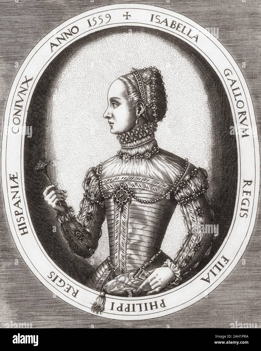Elisabetta di Valois. 1545 -1568. Francese spagnolo nato regina consorte come il terzo di quattro mogli del re Filippo II di Spagna. Foto Stock