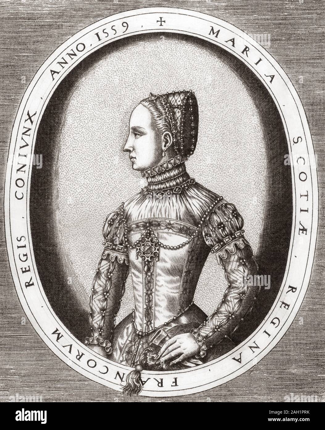 Maria, Regina di Scozia, 1542 - 1587 aka Maria Stuart o Maria I di Scozia. Regina di Scozia e regina consorte di Francia. Dopo un lavoro contemporaneo da Frans Huys. Foto Stock